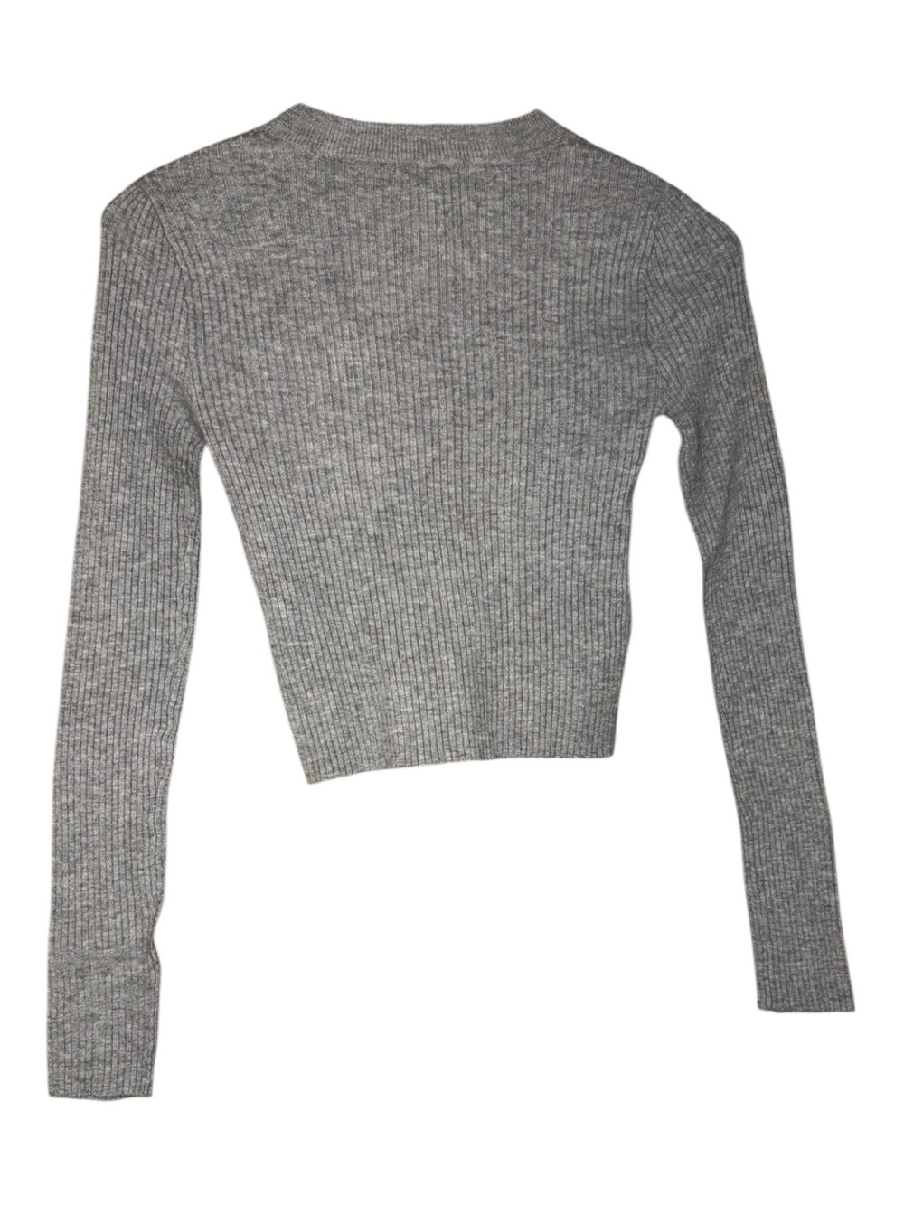 Mango Ribbed Long-Sleeve Crop Top - Gray - Picture 3 of 4